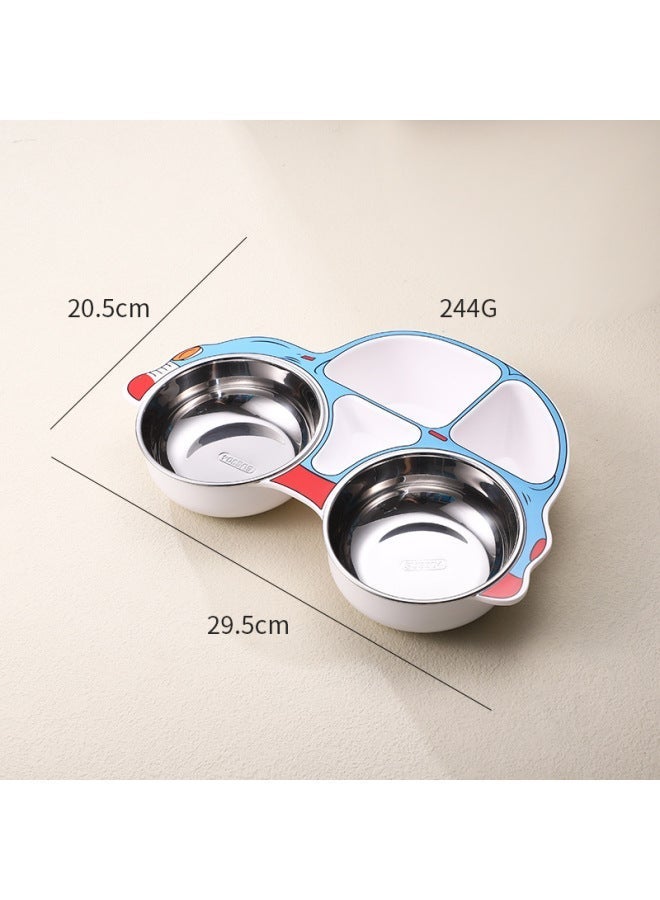 general 304 Stainless Steel Children's Car Dinner Plate Removable And Washable Baby Food Bowl Creative Cartoon Split Plastic Plate Suit - Image 1